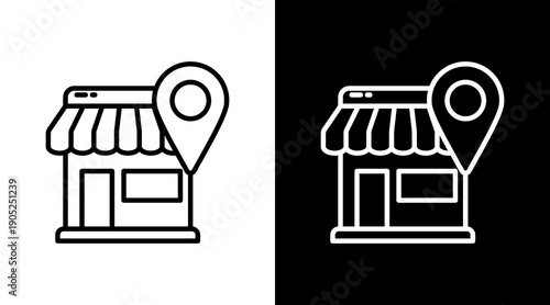 Location Black White Icon Set Design 