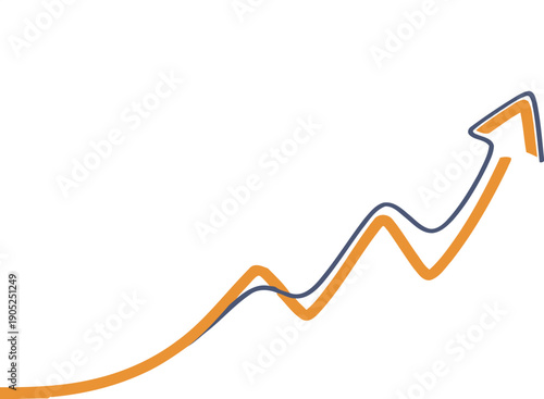 Business icon graph line chart with arrow pointing upward trend illustration