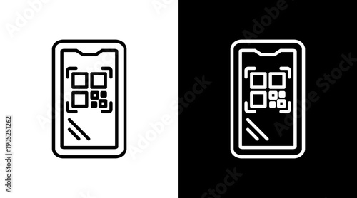 Qr Code Black White Icon Set Design 