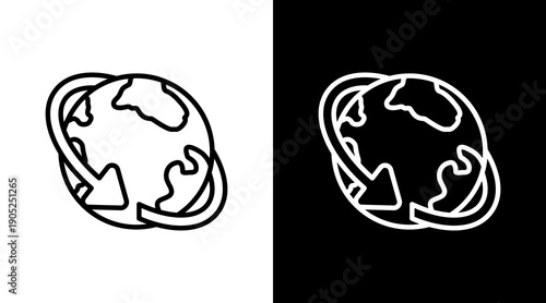 Worldwide Black White Icon Set Design 