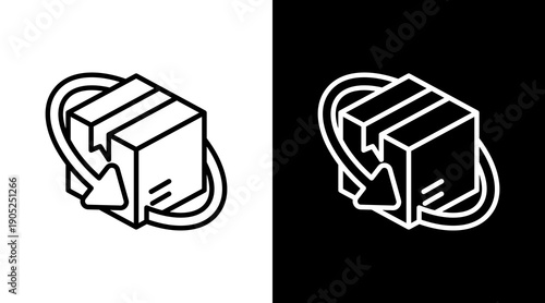 Return Black White Icon Set Design 
