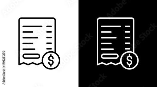 Receipt Black White Icon Set Design 