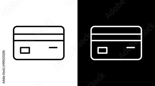 Credit Card Black White Icon Set Design 