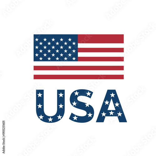 USA Flag and Text - United States of America Patriotic Graphic Design