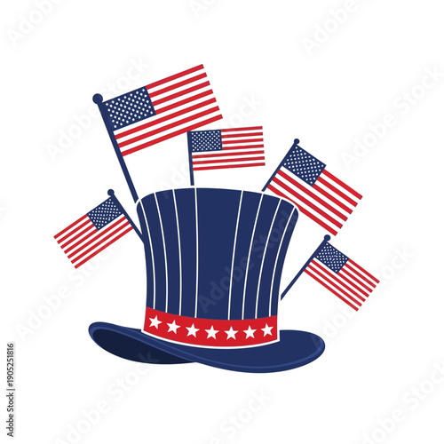 Uncle Sam Hat with American Flags - Patriotic Celebration