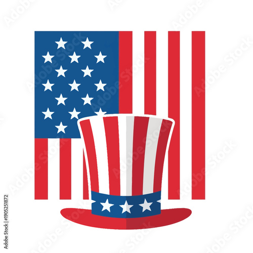 Uncle Sam Hat and US Flag - Patriotic American Celebration Icon