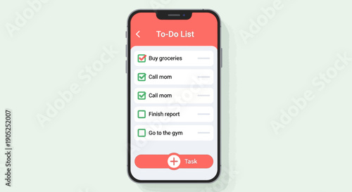 Smartphone screen displaying a to-do list with completed and pending tasks.