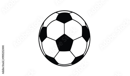 A black and white illustration of a soccer ball