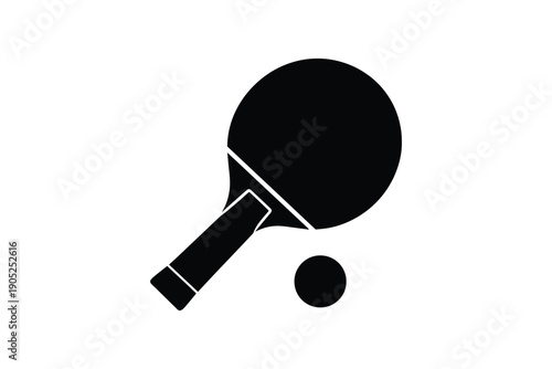 Table tennis paddle and ball icon for sports recreation activity flat design simple pictogram on white background