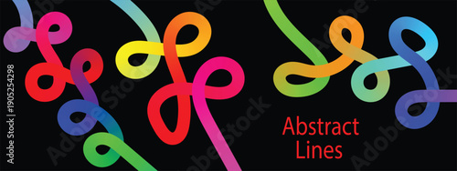 Wavy line abstract shape with Colorful vibrant gradient.