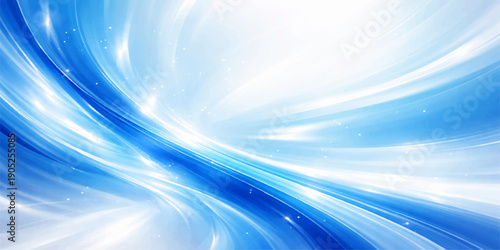 Abstract blue background illustration featuring bright flowing wave lines and a soft gradient texture with a futuristic motion pattern backdrop