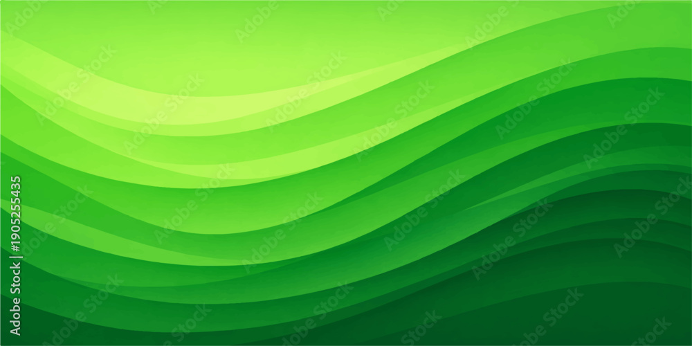 Fototapeta premium An abstract green wave background featuring a bright motion pattern of artistic curves and eco nature lines for a stylish vector backdrop design
