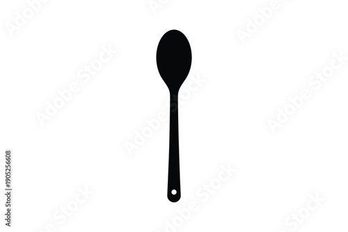 Wooden spoon silhouette isolated on white background for cooking and kitchen utensil flat design illustration