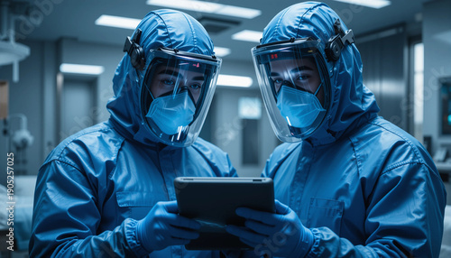 doctors wearing protective vest arround patient