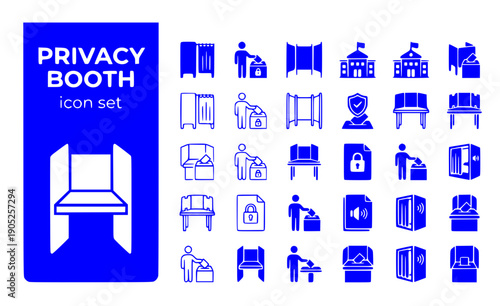 Privacy Booth Voting-Booth Cardboard-Walls Ballot-Privacy Polling-Station Voting-Secrecy Standing-Desk Vector Icon Set - Voting Booth