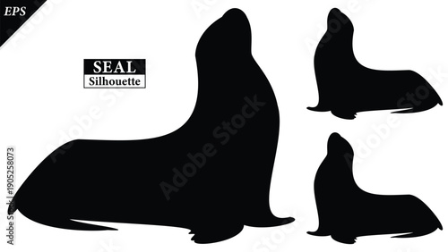 Seal animal Silhouette Vector illustration Isolated on white background, featuring a clean and minimal black shape representing marine wildlife and coastal life. Ideal for logos, icons, Seal vector