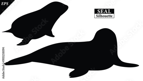 Seal animal Silhouette Vector illustration Isolated on white background, featuring a clean and minimal black shape representing marine wildlife and coastal life. Ideal for logos, icons, Seal vector