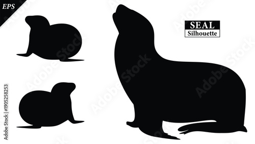 Seal animal Silhouette Vector illustration Isolated on white background, featuring a clean and minimal black shape representing marine wildlife and coastal life. Ideal for logos, icons, Seal vector