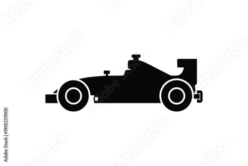Race car silhouette of modern formula bolide side view isolated on white background for automotive competition