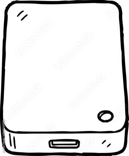 Simple doodle drawing of portable external hard disk drive