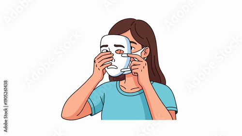 Person revealing inner emotions by removing a mask