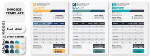 Modern Invoice Template Design with Blue and Green Accents for Business