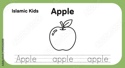Apple coloring page for kids, fruit illustration