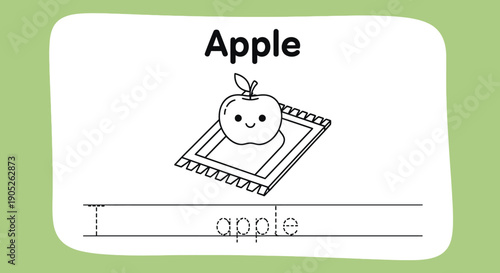 Apple tracing worksheet for kids learning to write