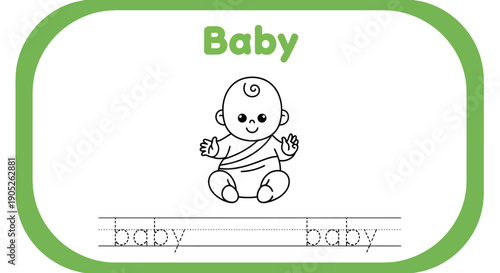 Baby tracing worksheet for kids. Early learning