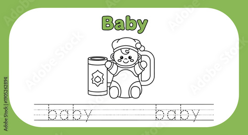 Baby tracing worksheet for kids learning