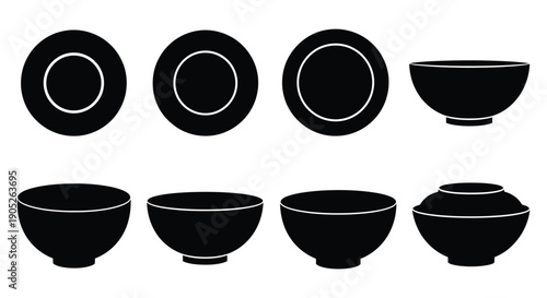 Ceramic dishes on a plain background