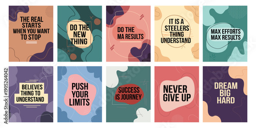 Abstract Motivational Quote Posters Set with Bold Typography and Colorful Modern Designs
