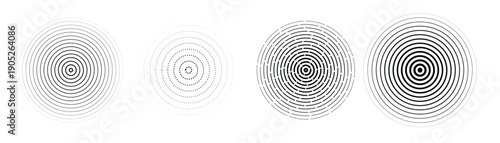 black radial circle set sonar or sound wave ring