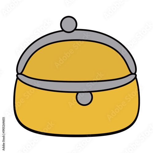 開いたがま口財布（小銭入れ）のシンプルイラスト