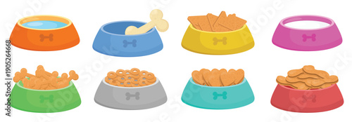 dog bowl with food clipart design illustration