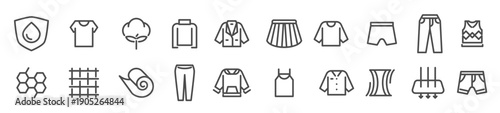 Fabric Properties outline icon pixel perfect set. vector icon related of fabric properties. vector icon