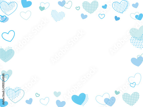 可愛いハートのフレーム　ブルー