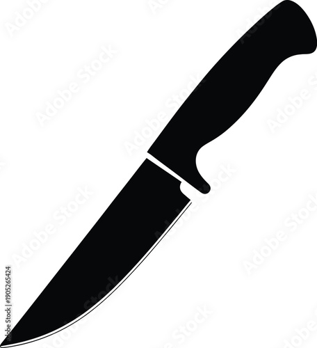 A kitchen knife silhouette viewed from the side on a simple backdrop