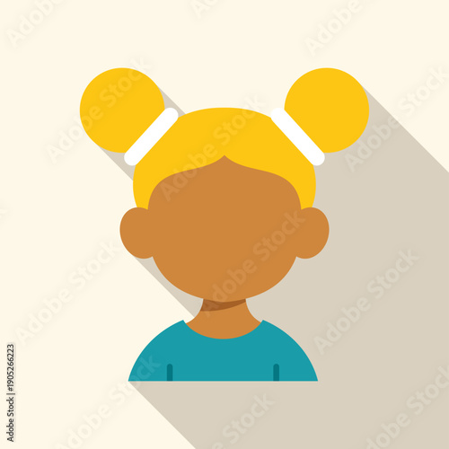 Child avatar with blonde hair and space buns, designed in a flat style