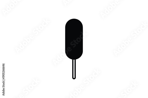 Minimalist corn dog snack on stick icon silhouette for fast food restaurant menu and street food stall signage