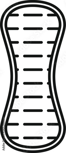 Sanitary pad outline icon representing feminine hygiene product for menstruation awareness