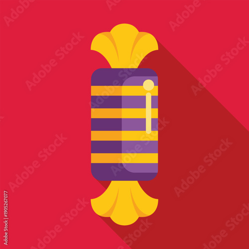 Striped colorful candy wrapper icon creating a sweet confectionery concept