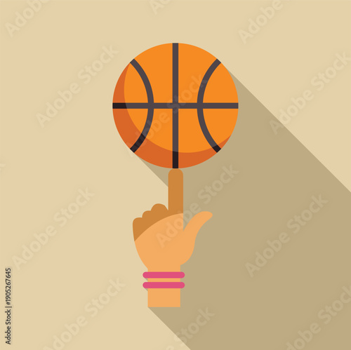 Hand balancing and spinning an orange basketball, representing skill and control in sport