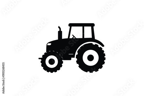 Black tractor icon isolated on white background agricultural machine for farming field work and cultivation symbol