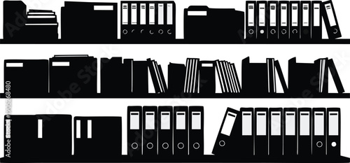 Office Bookshelf and Ring Binder Silhouette Collection