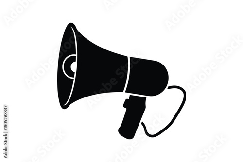 Megaphone icon, communication device for announcement, public speaking tool, protest or alert symbol