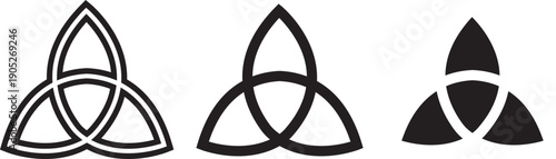 Ancient celtic trinity knot symbol icon set. Celtic knot symbol in on transparent. Endless knot symbols. Infinite loop sign interlocking with circle sign. flat style