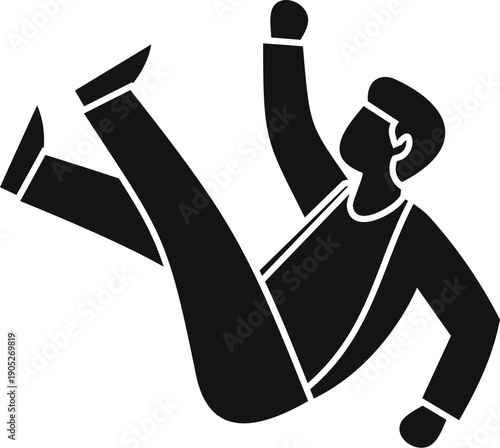 Man silhouette falling, depicting concepts of accident, gravity, and danger
