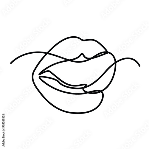 Sexy Tongue Out one line drawing. Sexy Tongue Out single line illustration. Sexy Tongue Out minimalist line art. Sexy Tongue Out vector art