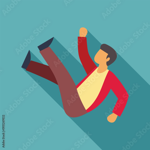 Man falling or tripping with arms up in a flat vector style
